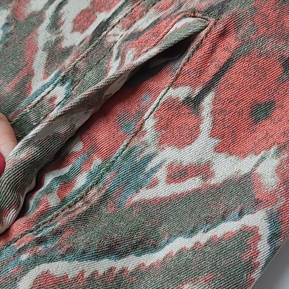 SOUTHWESTERN TWILL GREEN CORAL BUTTON FRONT JACKET JONES NEW YORK  M MEDIUM - Picture 7 of 15